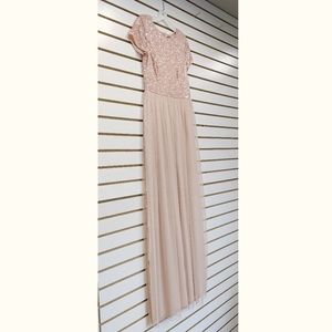 Adrianna Papel Blush Sequin Top Floor Length Gown